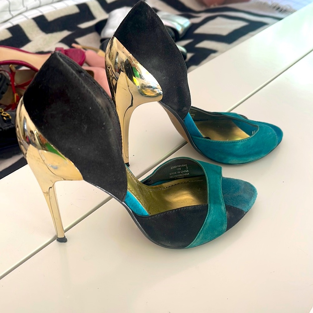 Super sexy 2 tone open tie pumps